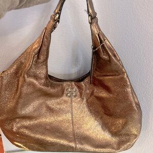 Authentic metallic Coach shoulder bag- well loved but still has some life left